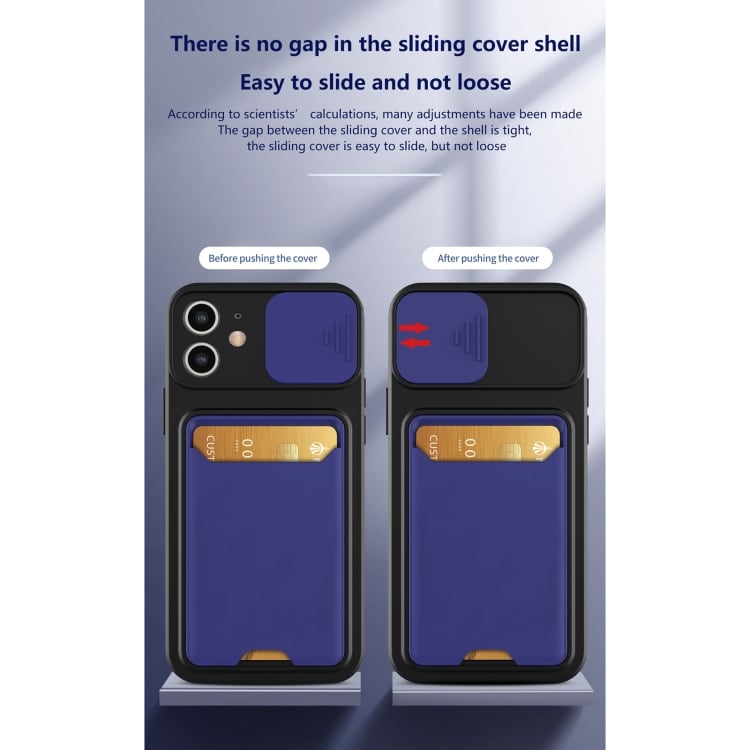 Kuori kamerasuojalla ja korttipaikalla mallille iPhone 11 - Musta