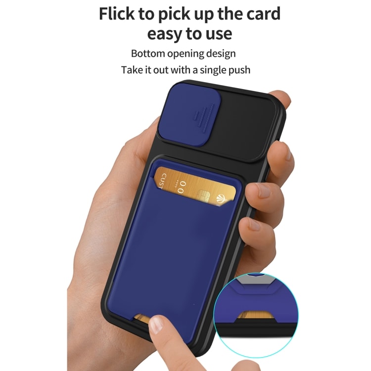 Kuori kamerasuojalla ja korttipaikalla mallille iPhone 12 Pro Max - Musta
