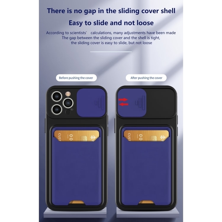 Kuori kamerasuojalla ja korttipaikalla mallille iPhone 13 Pro Max - Musta