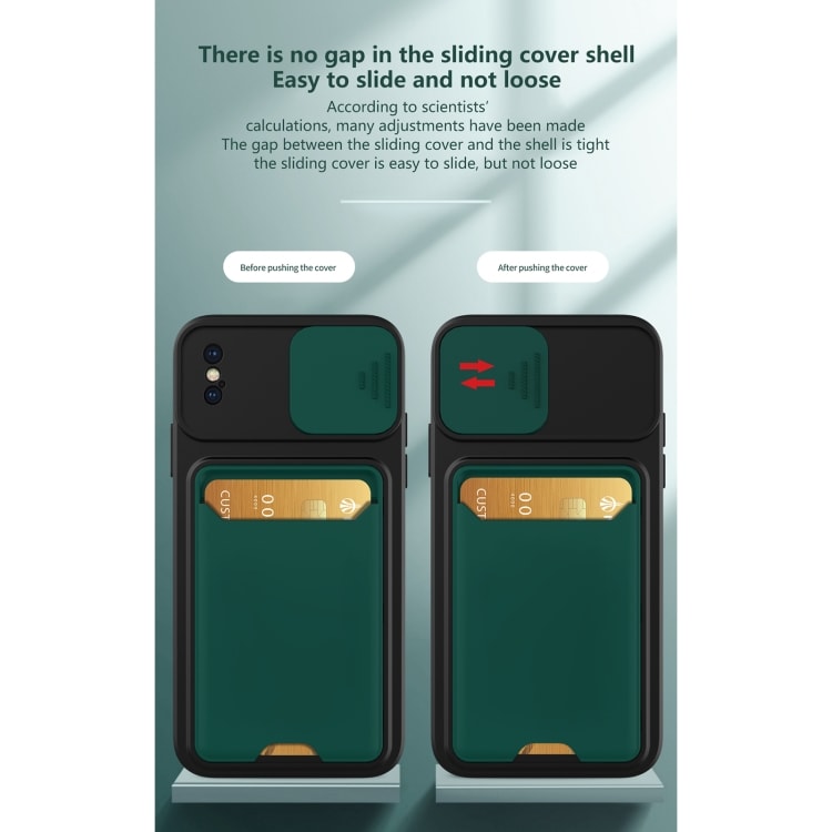 Kuori kamerasuojalla ja korttipaikalla mallille iPhone XS Max - Musta