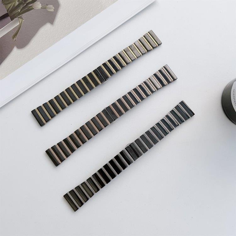 Kaksivärinen ranneke Samsungin ja Huawein älykelloille 22 mm - Musta / hopea