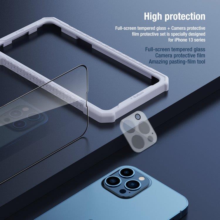 Näytönsuoja karkaistulla lasilla ja linssisuojalla mallille iPhone 13 Pro