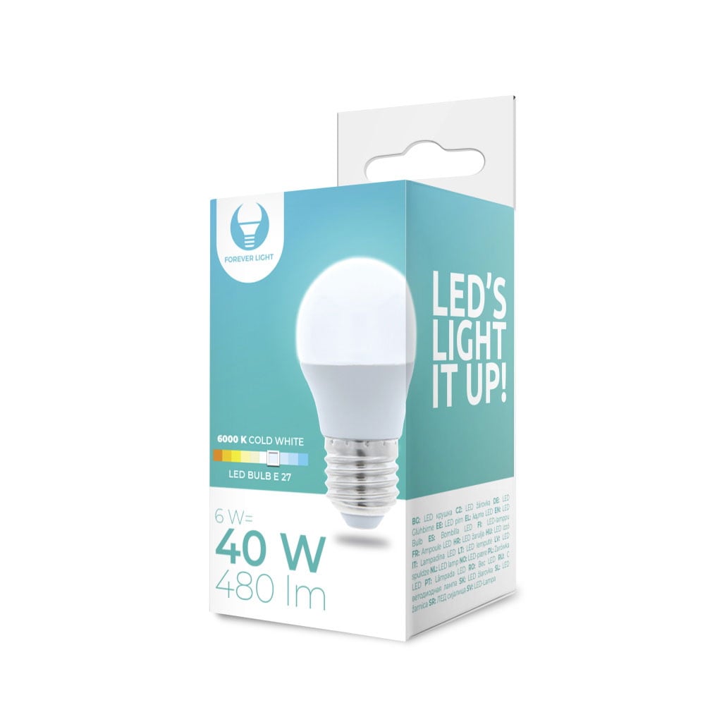 LED-Lamppu E27 G45 6W 230V 6000K 480lm