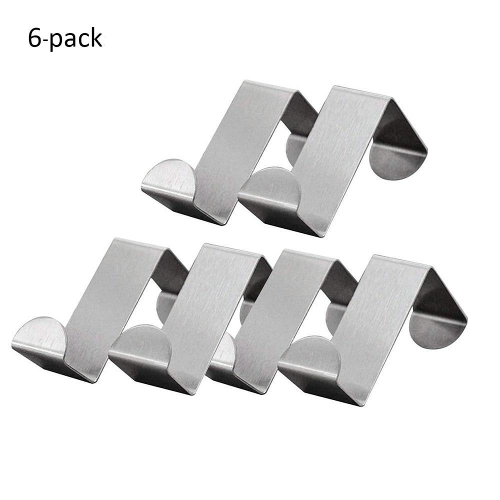 Ripustuskoukku oviin 6-pack ruostumatonta terästä