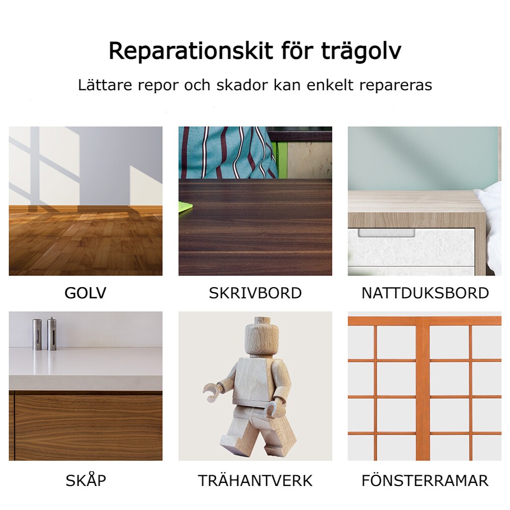Korjaussarja puulattioille ja huonekaluille 16 kpl