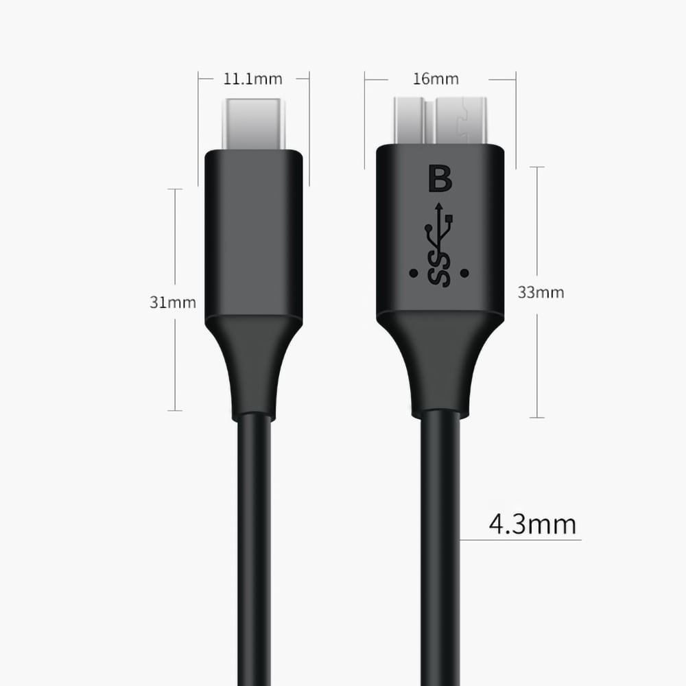 USB-C - Micro-USB-kaapeli 1m