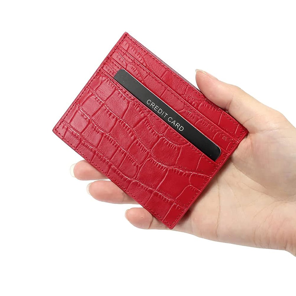 RFID-lompakko, jossa pop-up ja krokotiilikuvio - Punainen