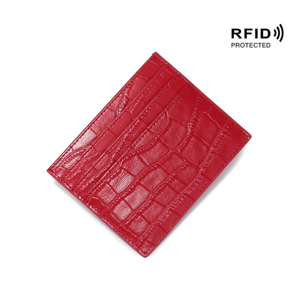 RFID-lompakko, jossa pop-up ja krokotiilikuvio - Punainen