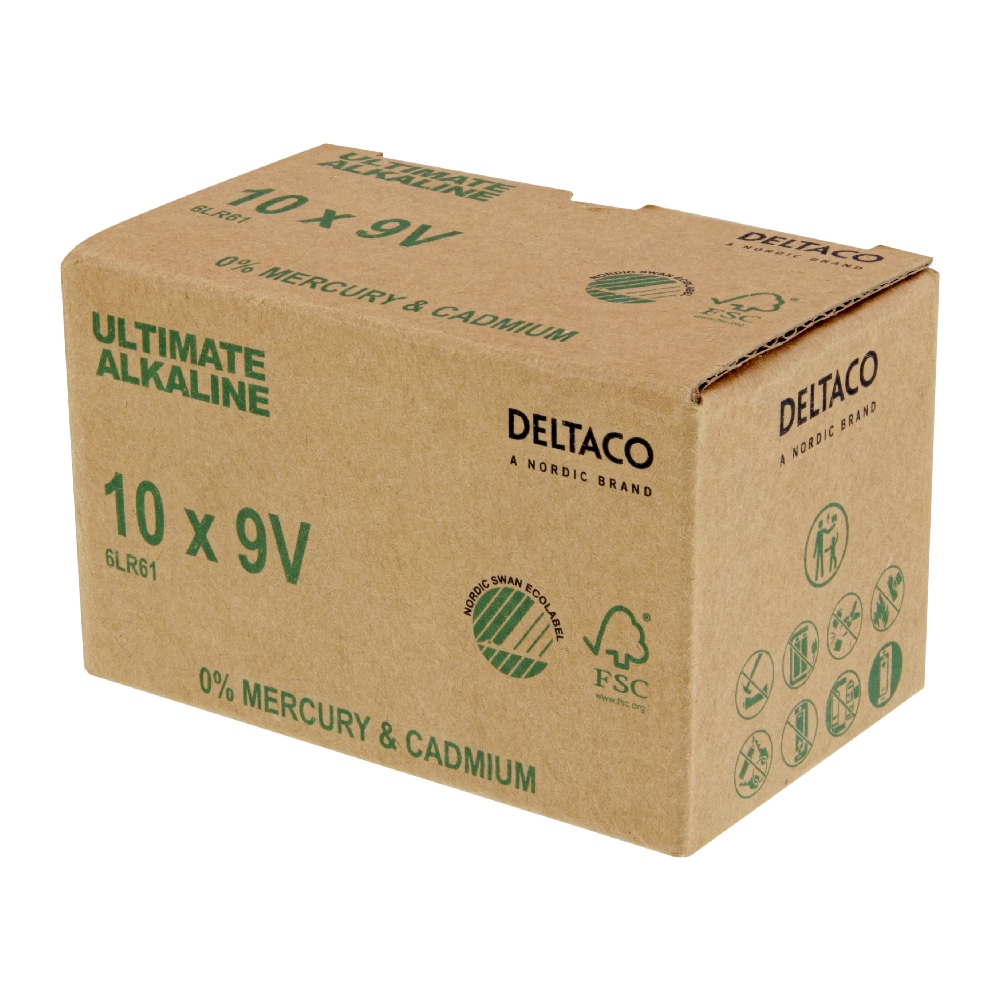 Deltaco 9V-paristot (6LR61) - 10-pakkaus