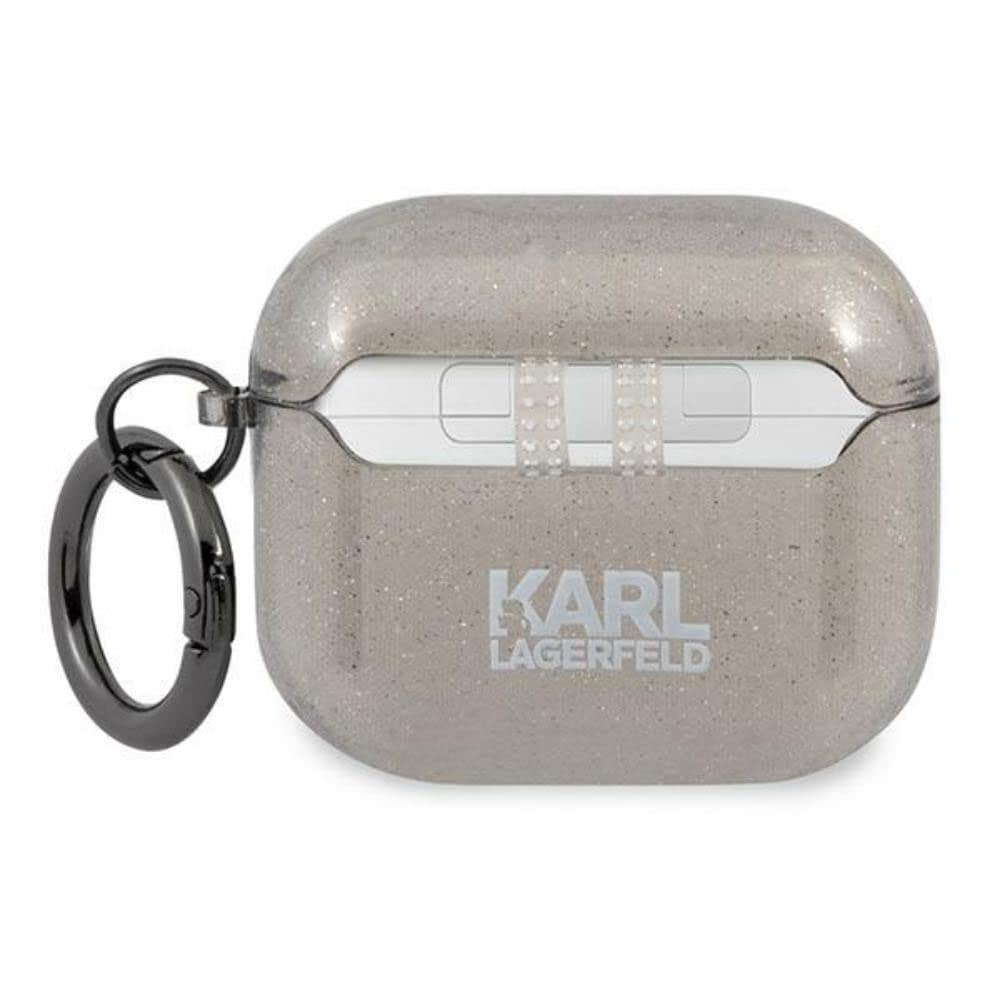 Karl Lagerfeld kotelo AirPods 3 - Musta/Hopea glitter