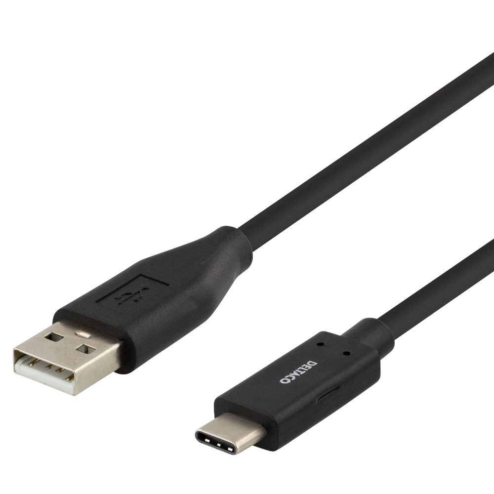 Deltaco USB-A - USB-C-kaapeli 1m - Musta