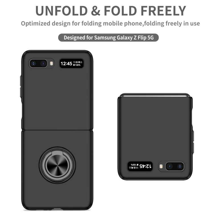 Takakansi mobiilirenkaalla mallille Samsung Galaxy Z Flip 5G - Musta
