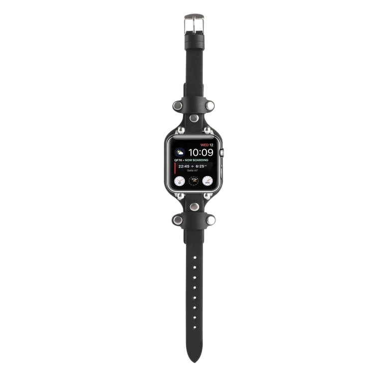 Nahkaranneke Apple Watch Series 7 41mm,  6 / SE / 5 / 4 40mm, 3 / 2 / 1 38mm - Musta