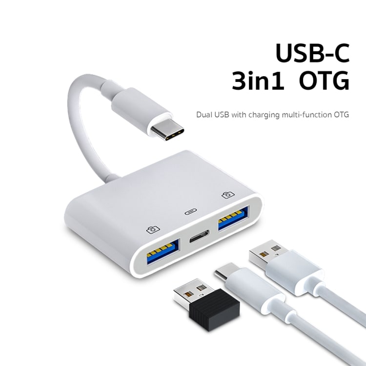 3in1 USB-C - USB-C ja 2xUSB-A