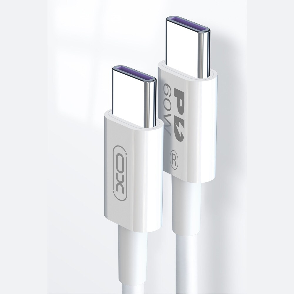 XO USB-C - USB-C 1,0m 60W - Valkoinen