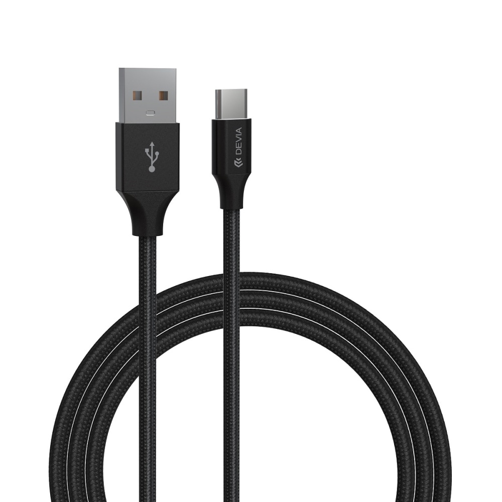 Devia USB - USB-C 2,0 m 2,1A - Musta
