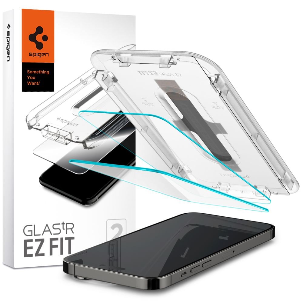 Spigen Temperoitu Näytönsuoja Glas.tR EZ.Fit mallille iPhone 14 Pro Max - 2-pakkaus