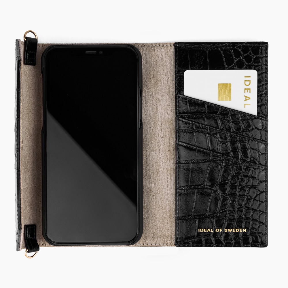 IDEAL OF SWEDEN Lompakkokotelo Black Croco mallille iPhone 11 Pro/XS/X