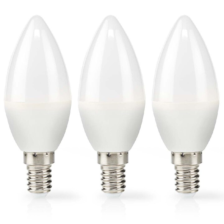 Nedis Himmeä LED-lamppu Lämmin valkoinen E14, kynttilä 4.9W, 470lm, 2700K - 3-pakkaus