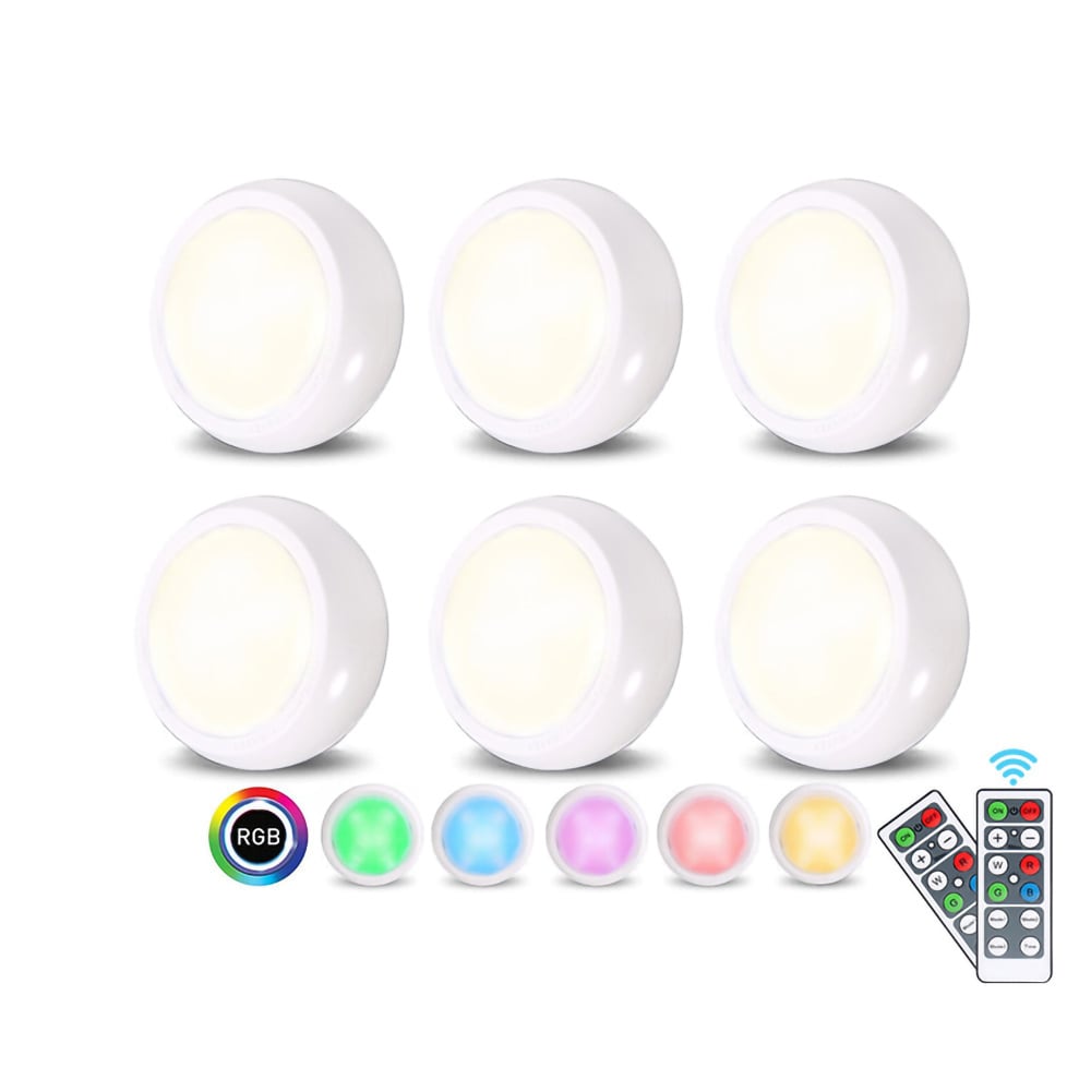 6st LED-spotlights med 2 fjärrkontroller