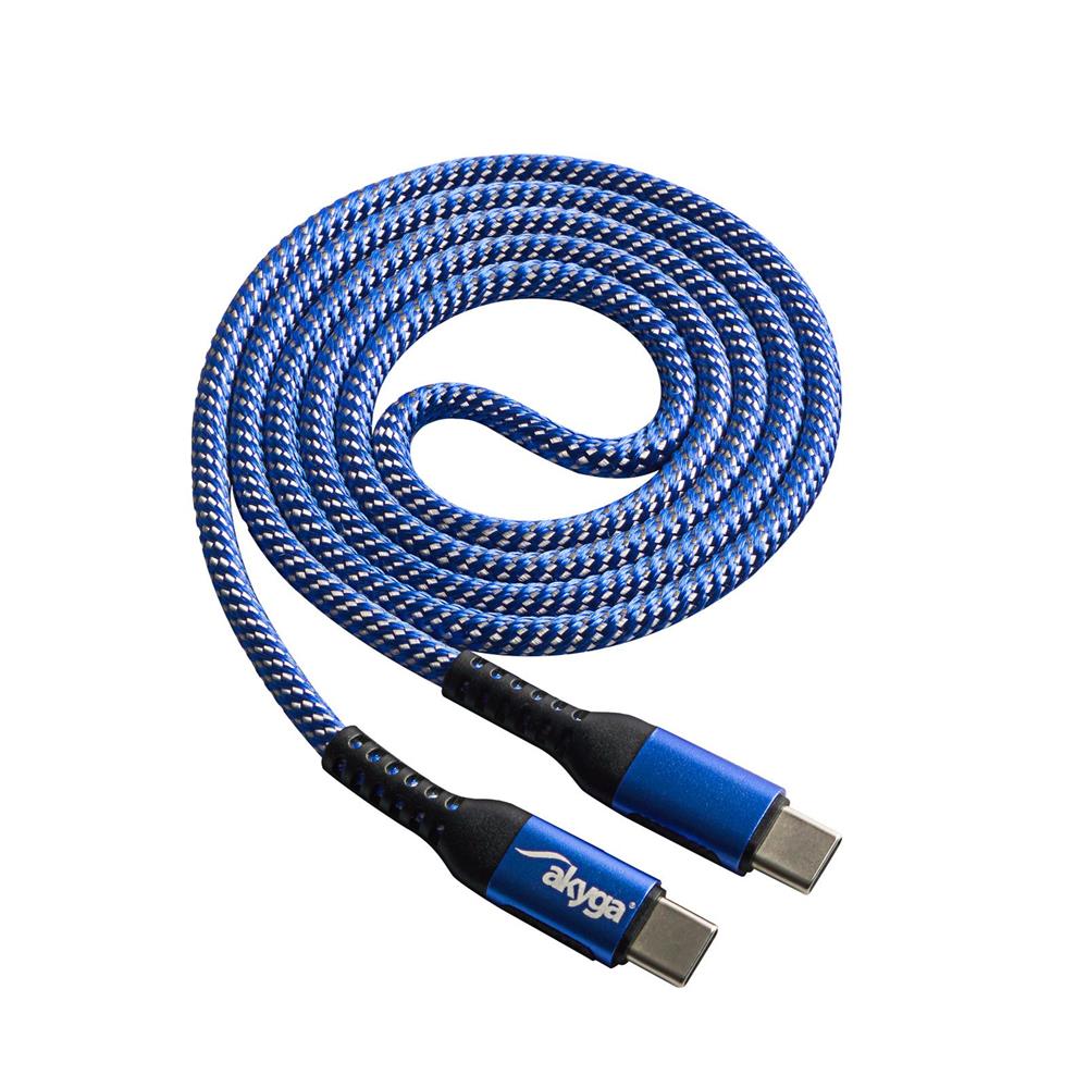 Akyga Latauskaapeli USB-C - USB-C 100W 1m - Sininen