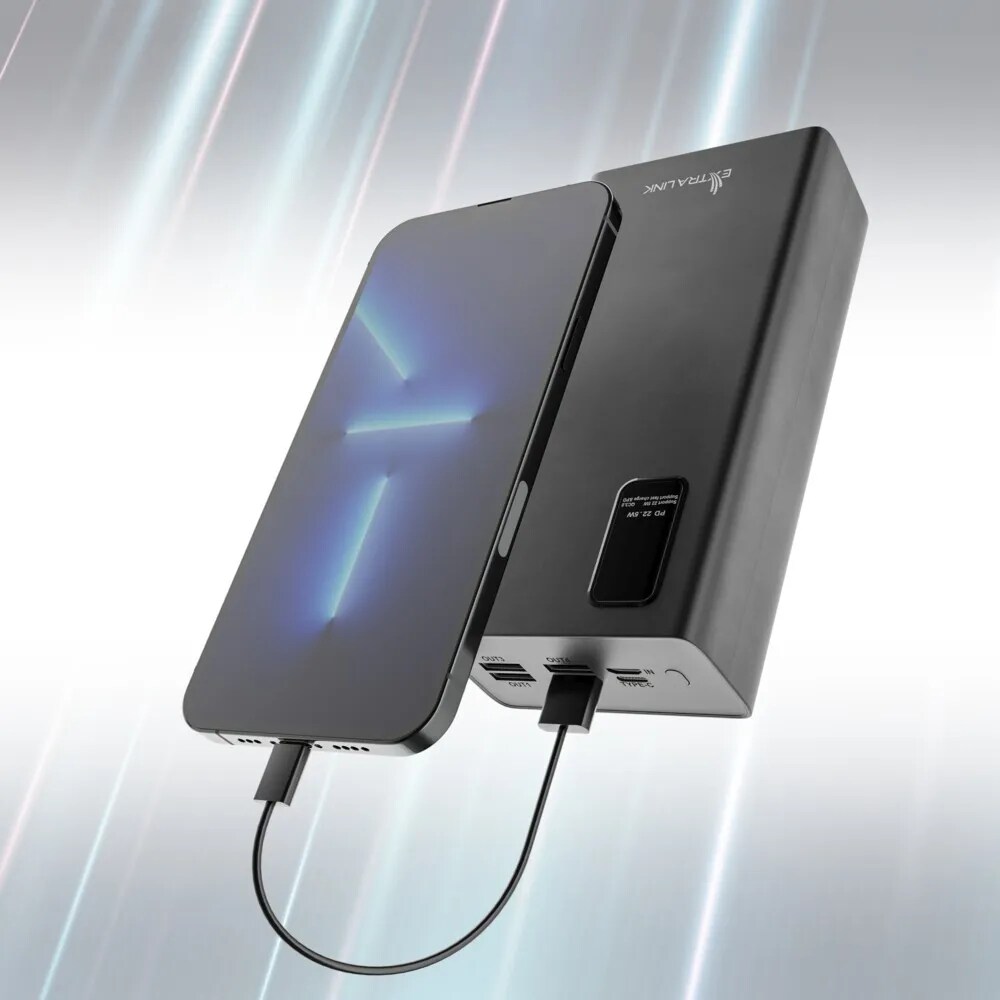 Extralink Powerbank EPB-069, 30000mAh USB-C - Musta