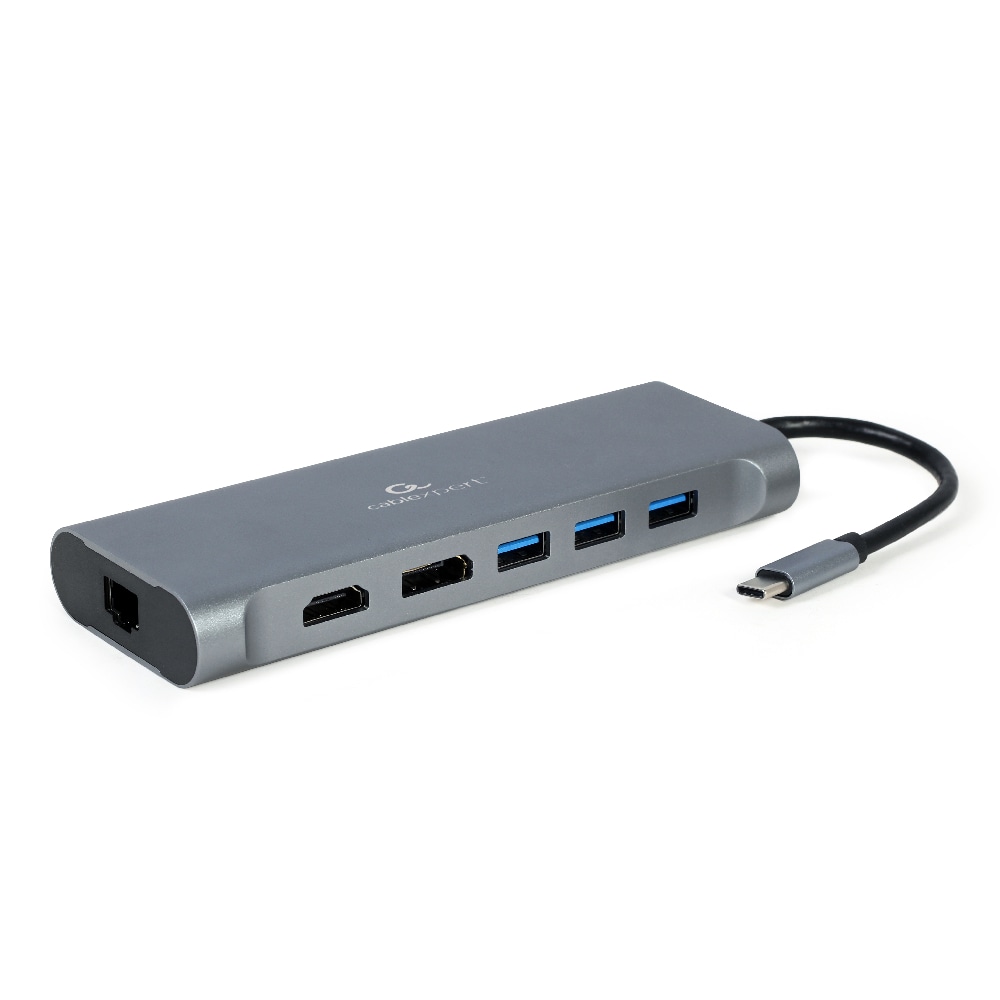 Cablexpert USB-C Dockningsstation 8-i-1 med USB, HDMI, DisplayPort, VGA, PD, SD, RJ45, 3.5mm