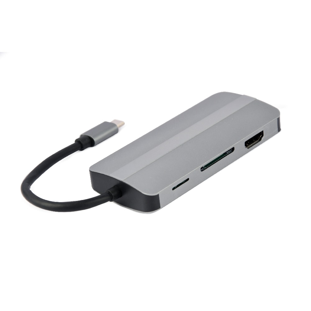 Cablexpert USB-C Telakka 8-in-1 2x USB-, HDMI-, VGA-, PD-, Micro-SD/SD-, 3.5mm -liitännällä