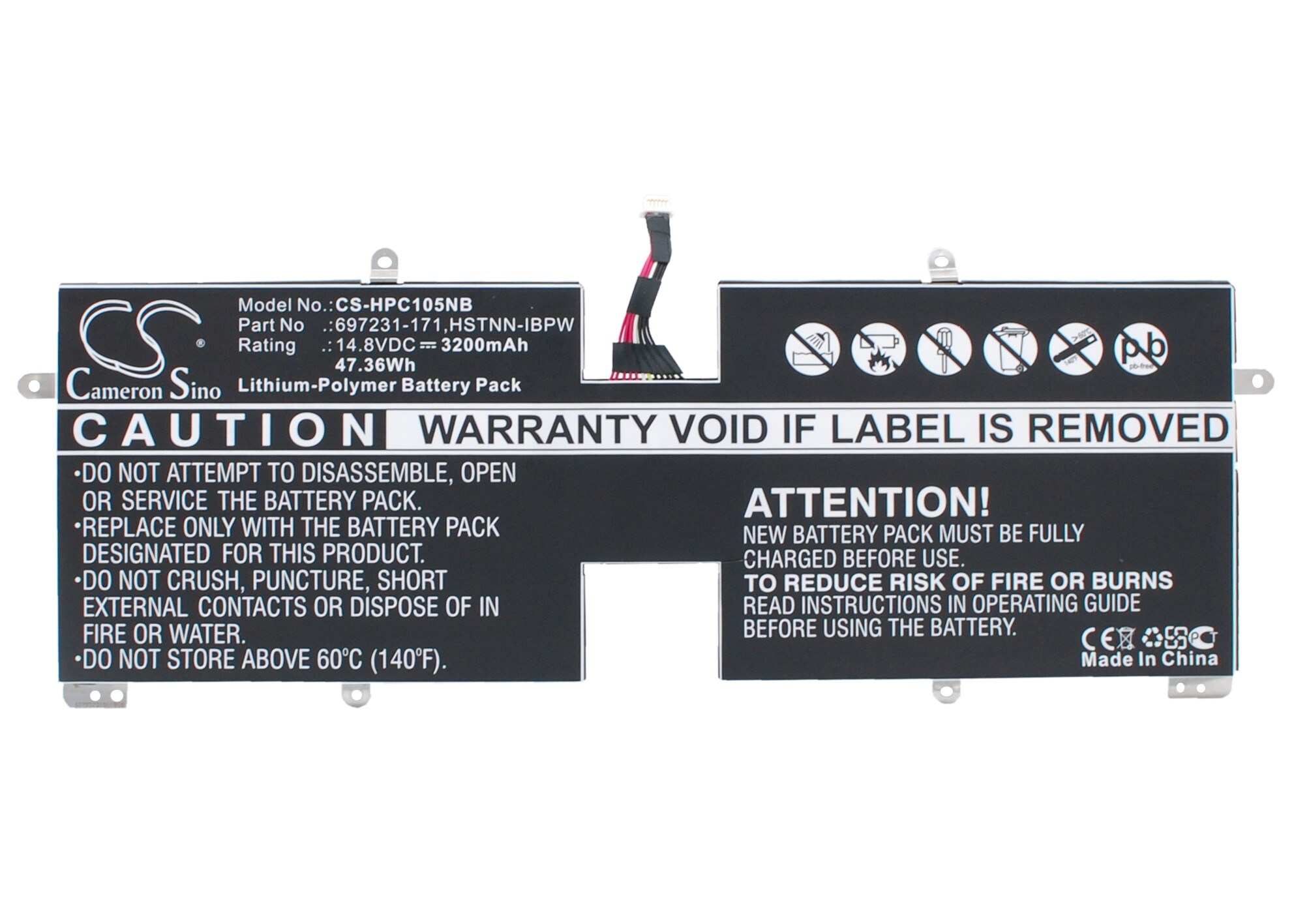 Akku Kannettava tietokoneelle, Kannettava tietokone HP:lle, TPN-C105 jne.