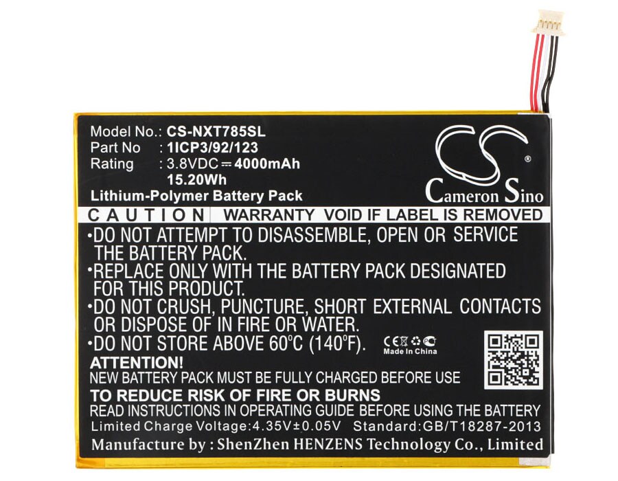 Akku Tabletti for Nextbook NX785QC8G, NX785QC16G -tabletille