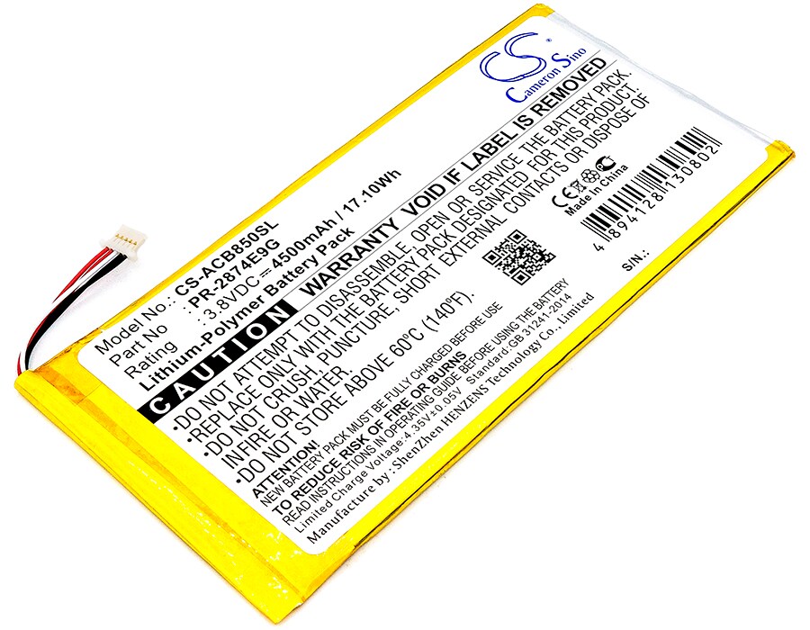 Akku Tabletti Acer Iconia One 8 B1-850, A6001, B1-850-K35X -tabletille, Acer Iconia One 8 B1-850, A6001, B1-850-K35X