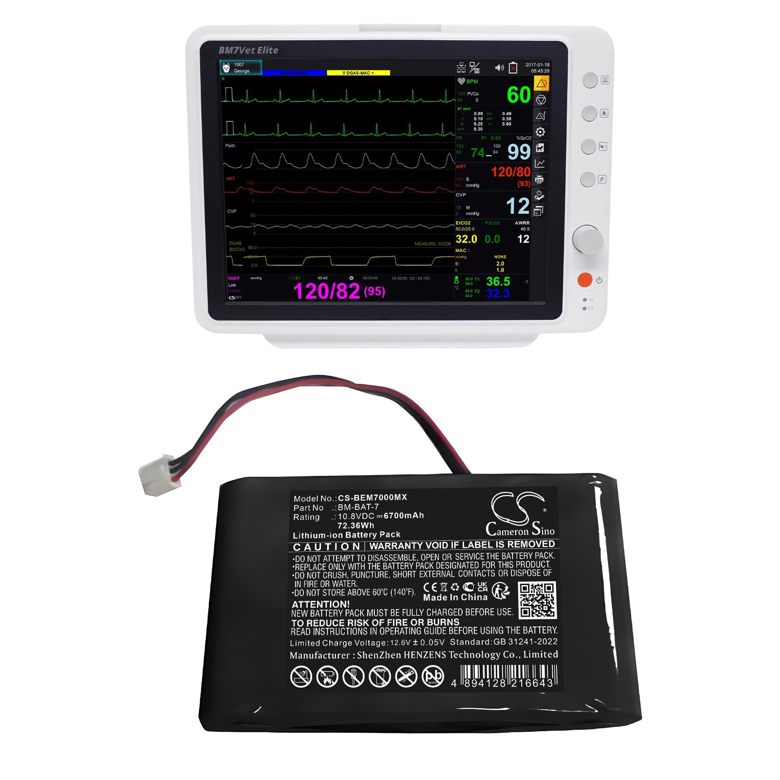 Akku Lääketieteellinen Bionet BM7 Vet Elite -laitteelle