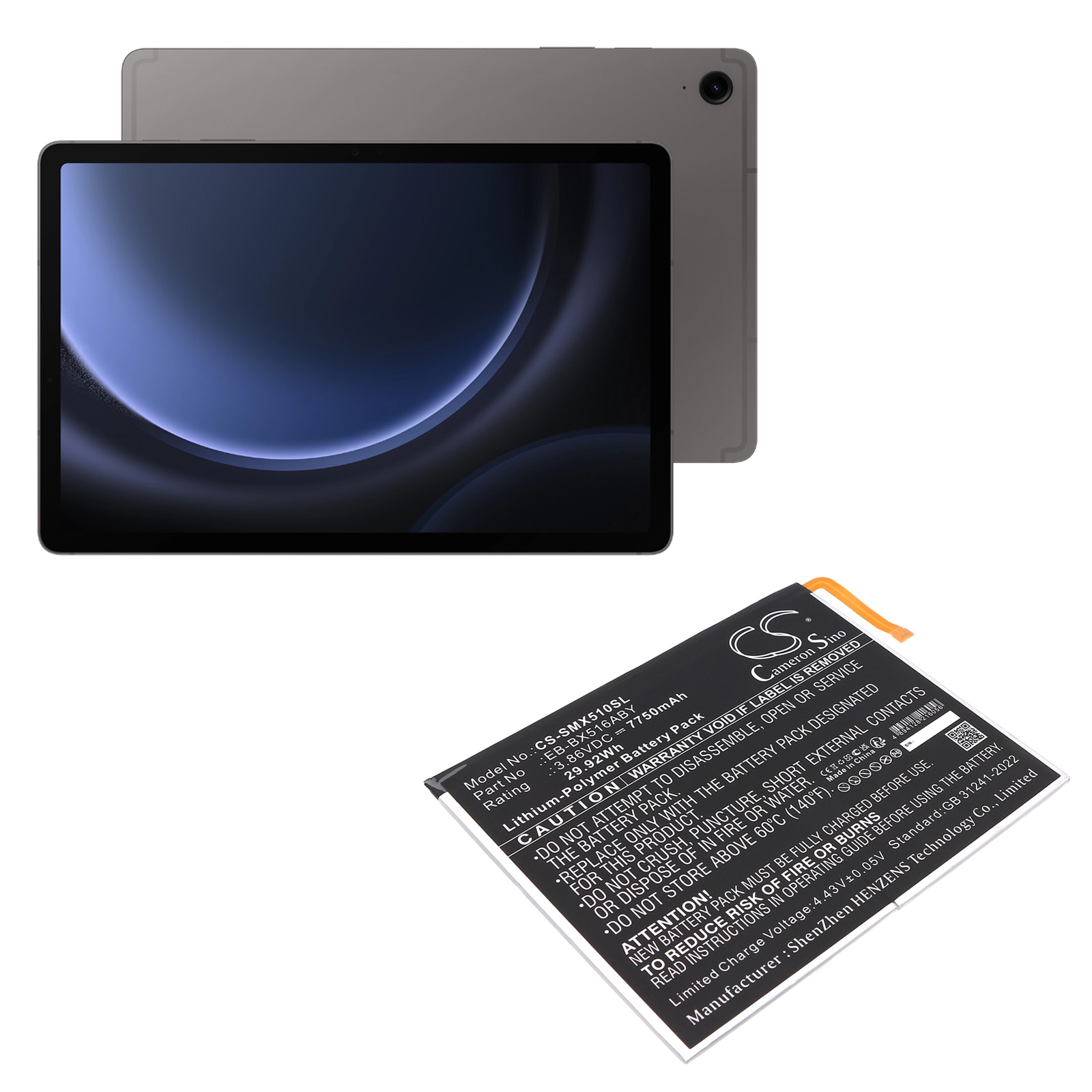 Akku Tabletti varten Samsung Galaxy Tab S9 FE, SM-X510, SM-X510N ja muut.