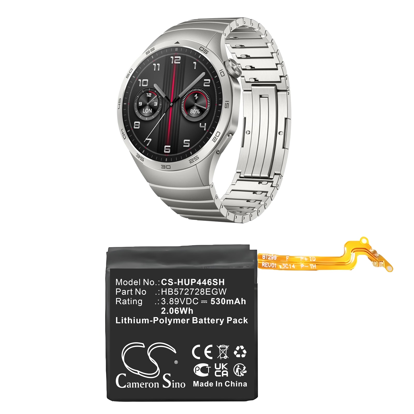 Akku Älykello varten Huawei PNX-B19, Watch GT4 46mm, kello 46mm