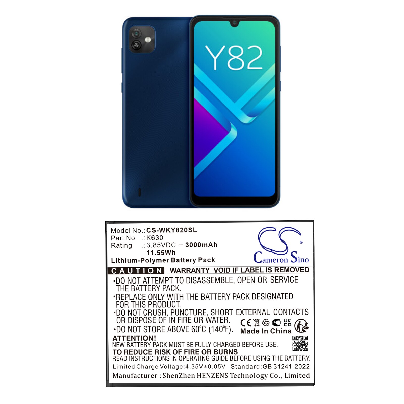 Akku älypuhelin, Matkapuhelin Wiko Y82:lle, Matkapuhelin Wiko Y82:lle