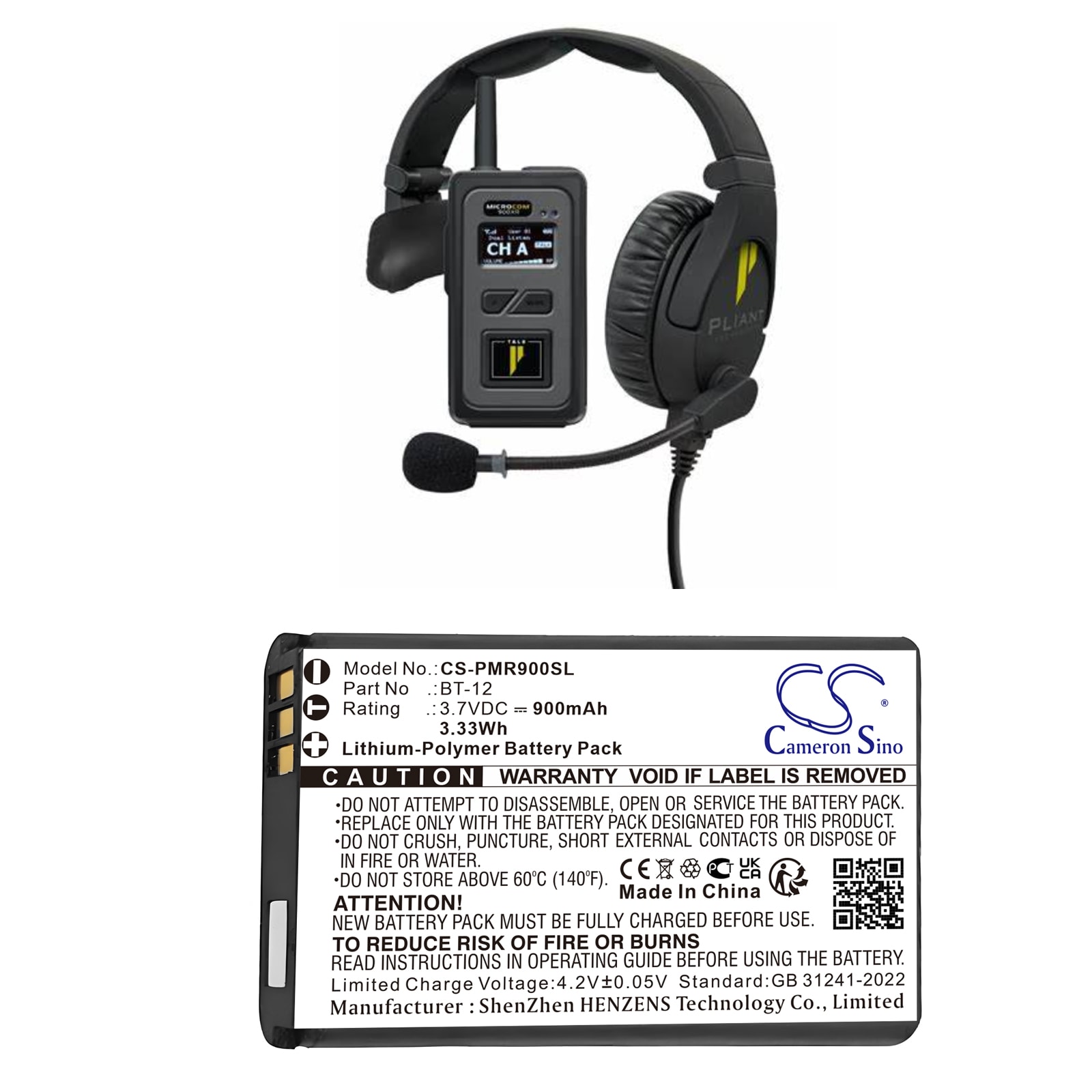 Akku Puhuja Pliant MicroCom XR, MicroCom XR900 all-in-one-kuulokkeisiin