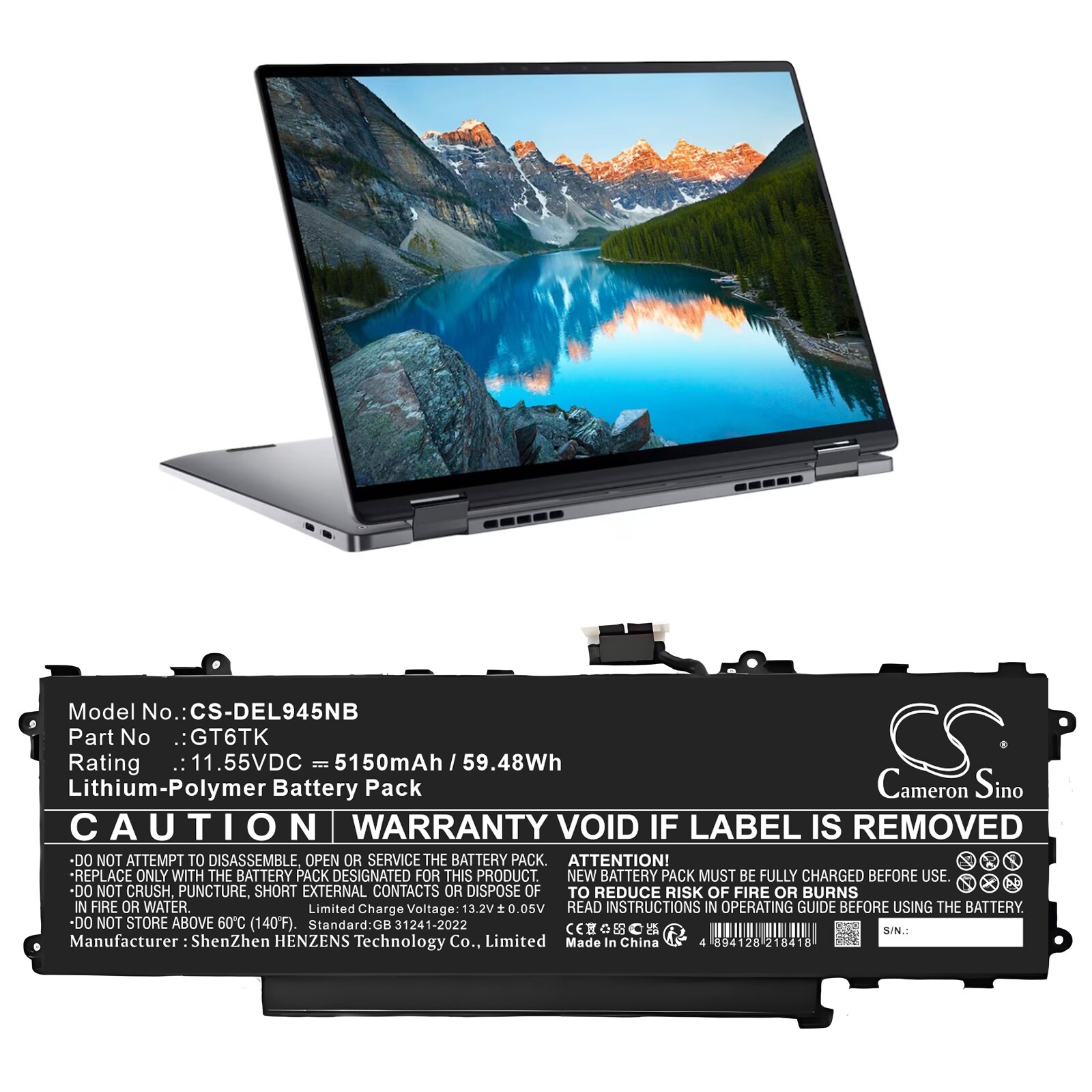 Akku Kannettava tietokone, Kannettava tietokone DELL Latitude 9440 2-in-1 -mallille