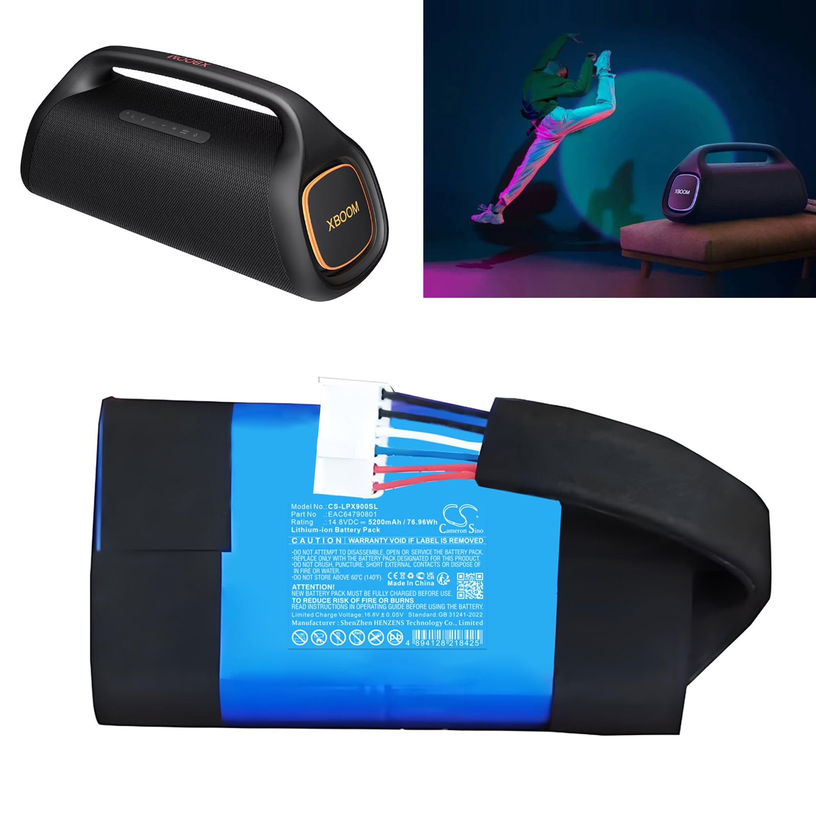 Akku Puhujalle hintaan LG XBOOM Go XG9, XG9QBK.ABRALLB, XG9QBK.ABRALLK ja muut.