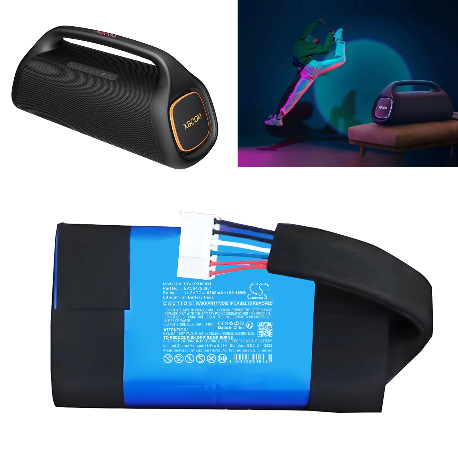 Akku Puhujalle hintaan LG XBOOM Go XG9, XG9QBK.ABRALLB, XG9QBK.ABRALLK ja muut.