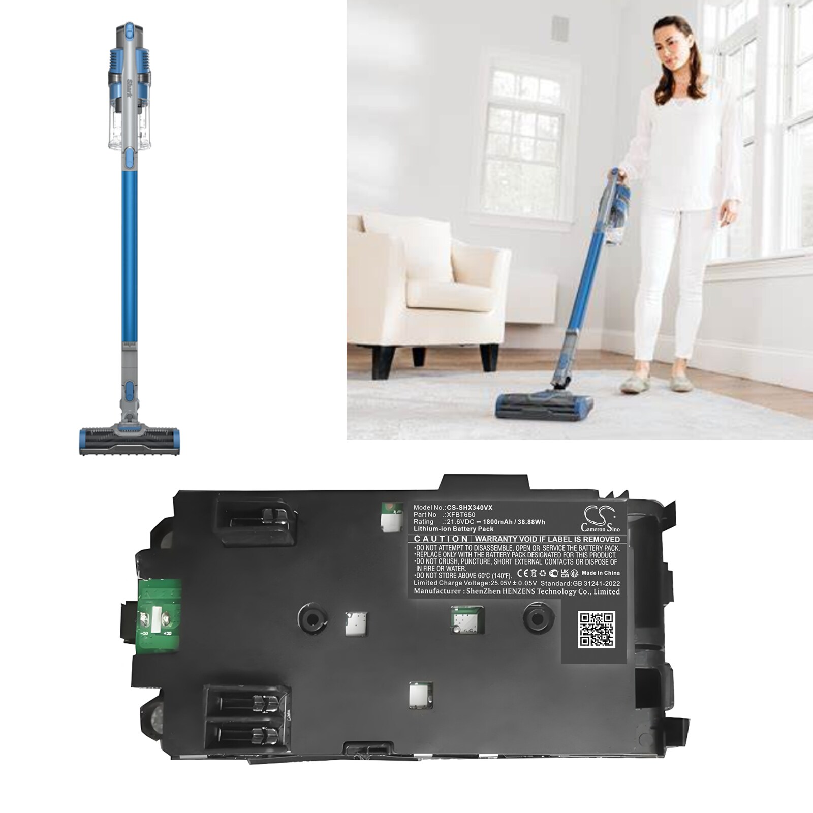 Akku Tyhjiö Shark IX140H, IX141H, IZ340H, Tyhjiö akkuihin