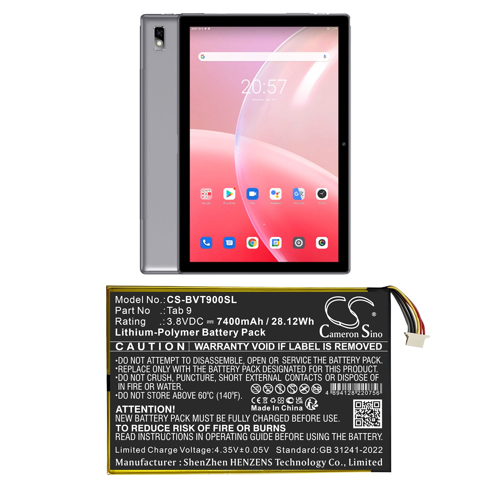 Akku Tabletti varten Blackview Tab 9, Tab 9 10.1Inch Tab 9 10.1Inch