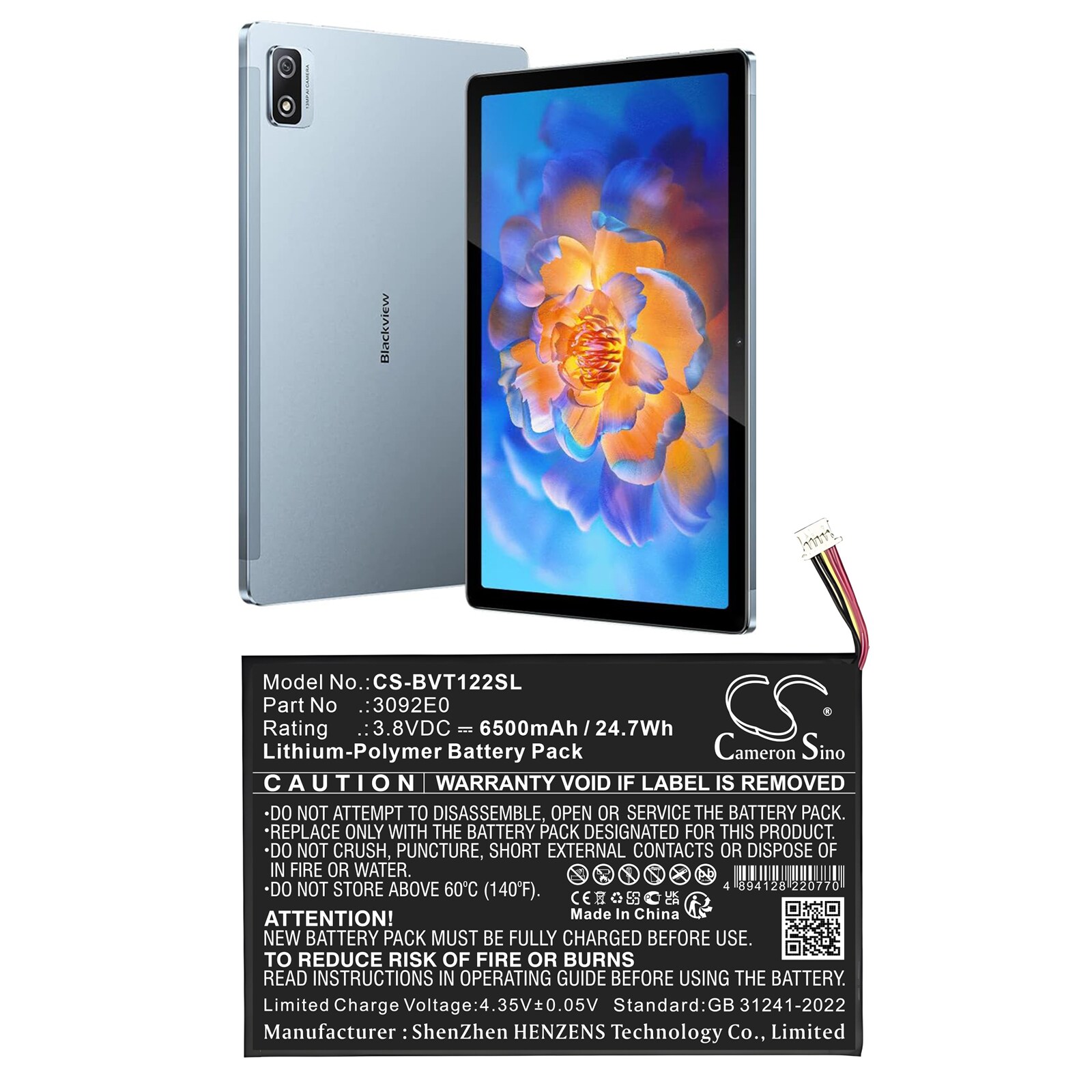 Akku Tabletti tabletti varten Blackview Tab 12 Pro:lle