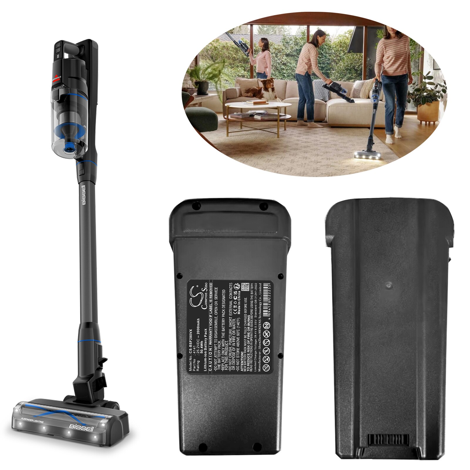 Akku Tyhjiö Bissell PowerClean FurFinder 4239, PowerClean FurGuard 200W jne. varten.