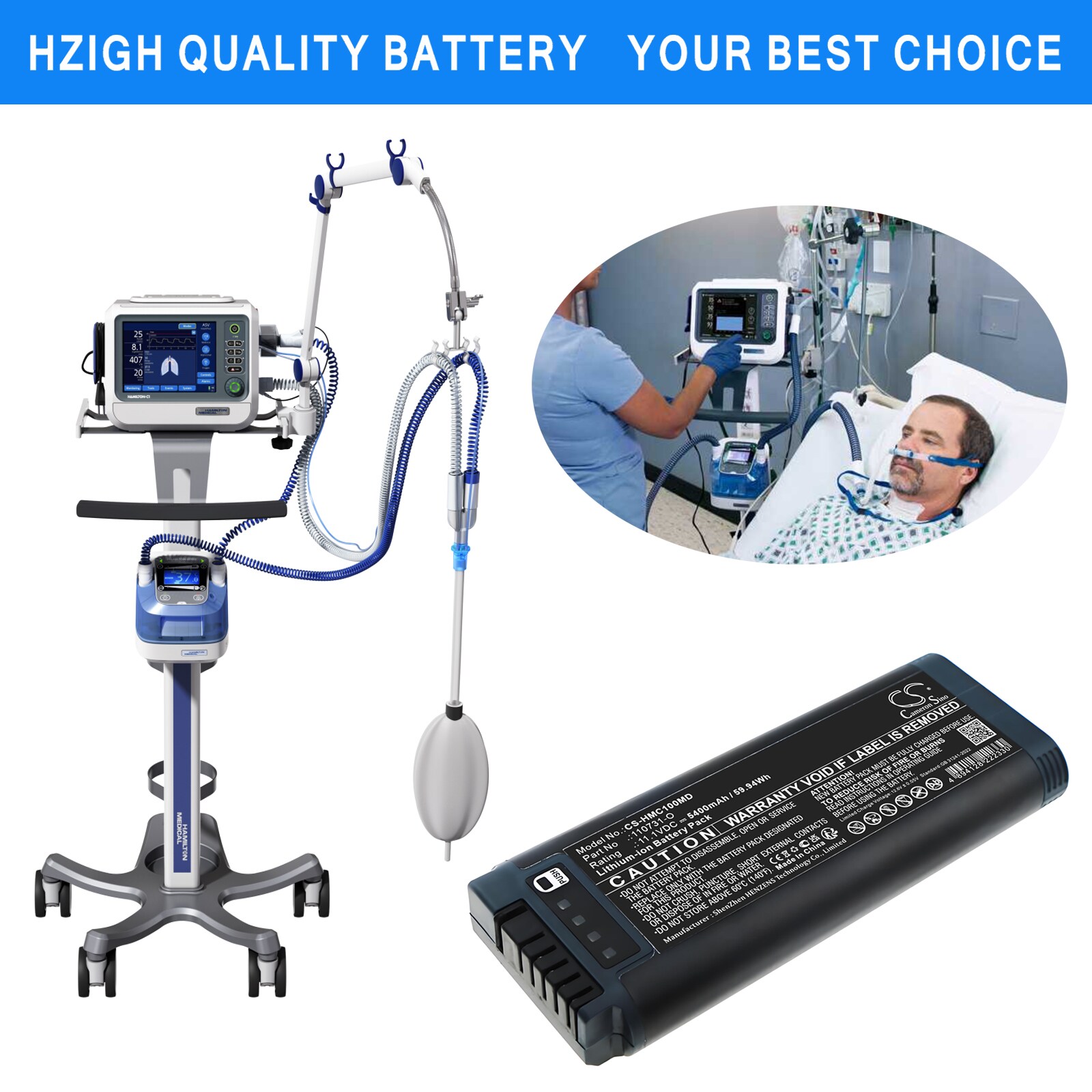 Akku Lääketieteellinen HAMILTON C1, MRI1, T1 -laitteille