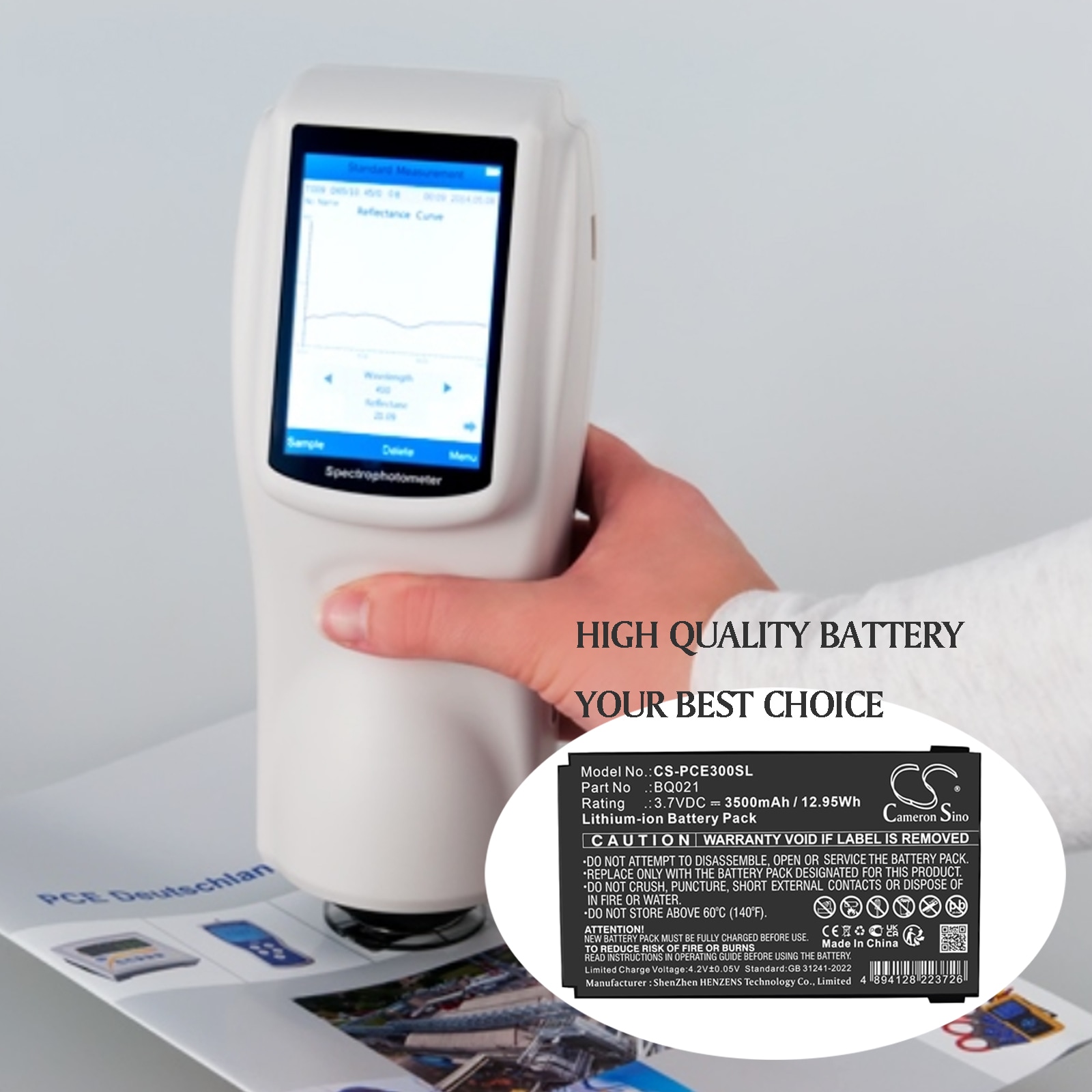 Akku tutkimus, testi, Laitteet PCE Instrumentsin värimittariin PCE-CSM 10 ja muihin.