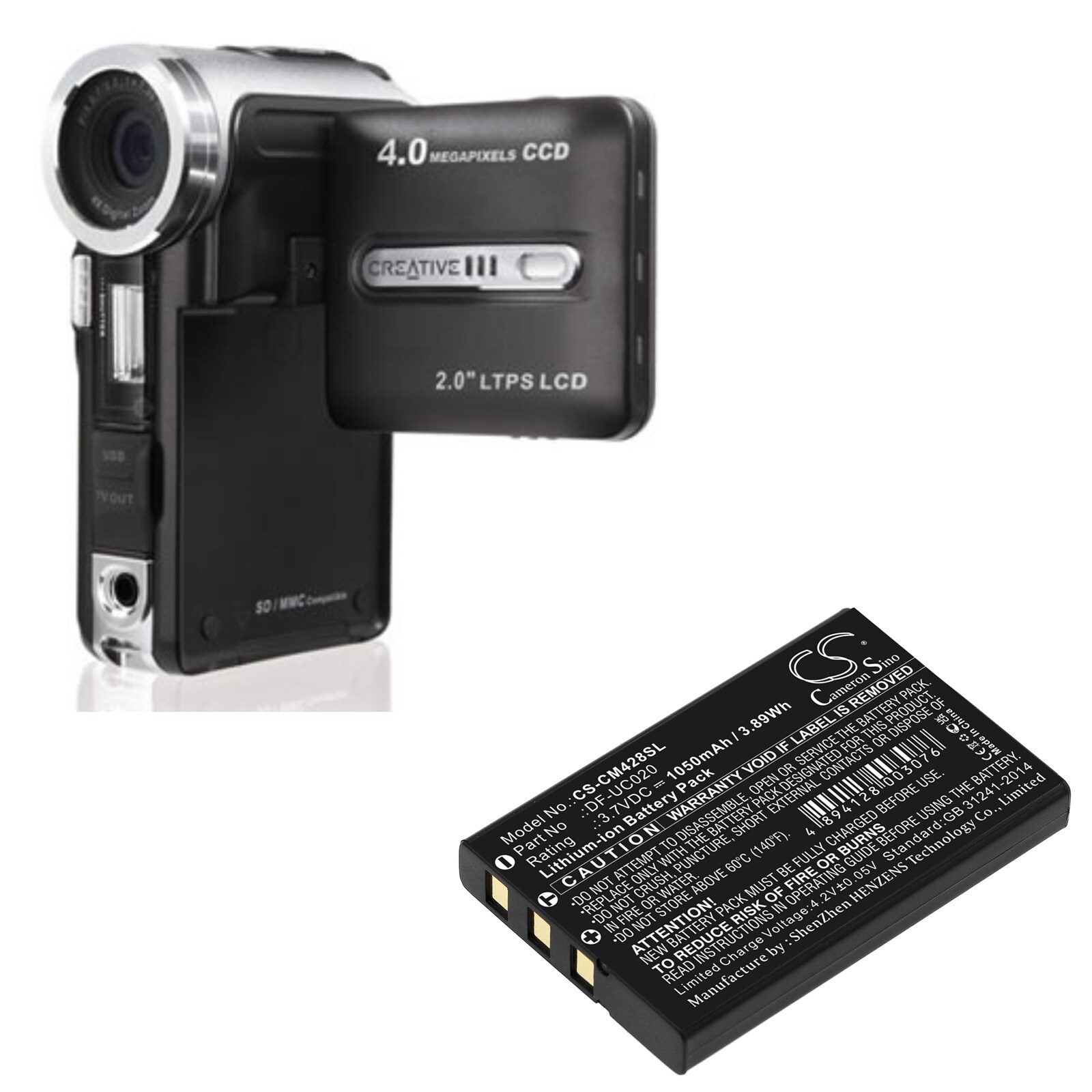 Media Player Akku Creative DiVi CAM 428 kannettavaan MP3-soittimeen