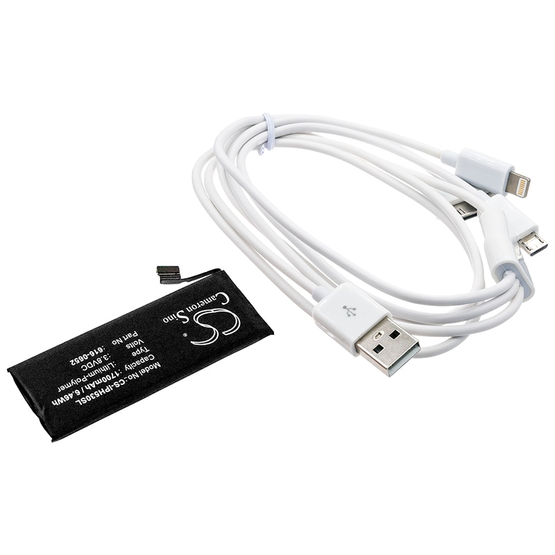 Akku Meikkipeili-laitteeseen, sopii Apple iPhone 5s-, iPhone 5C-, iPhone Light 32 GB -malleihin ja muihin.