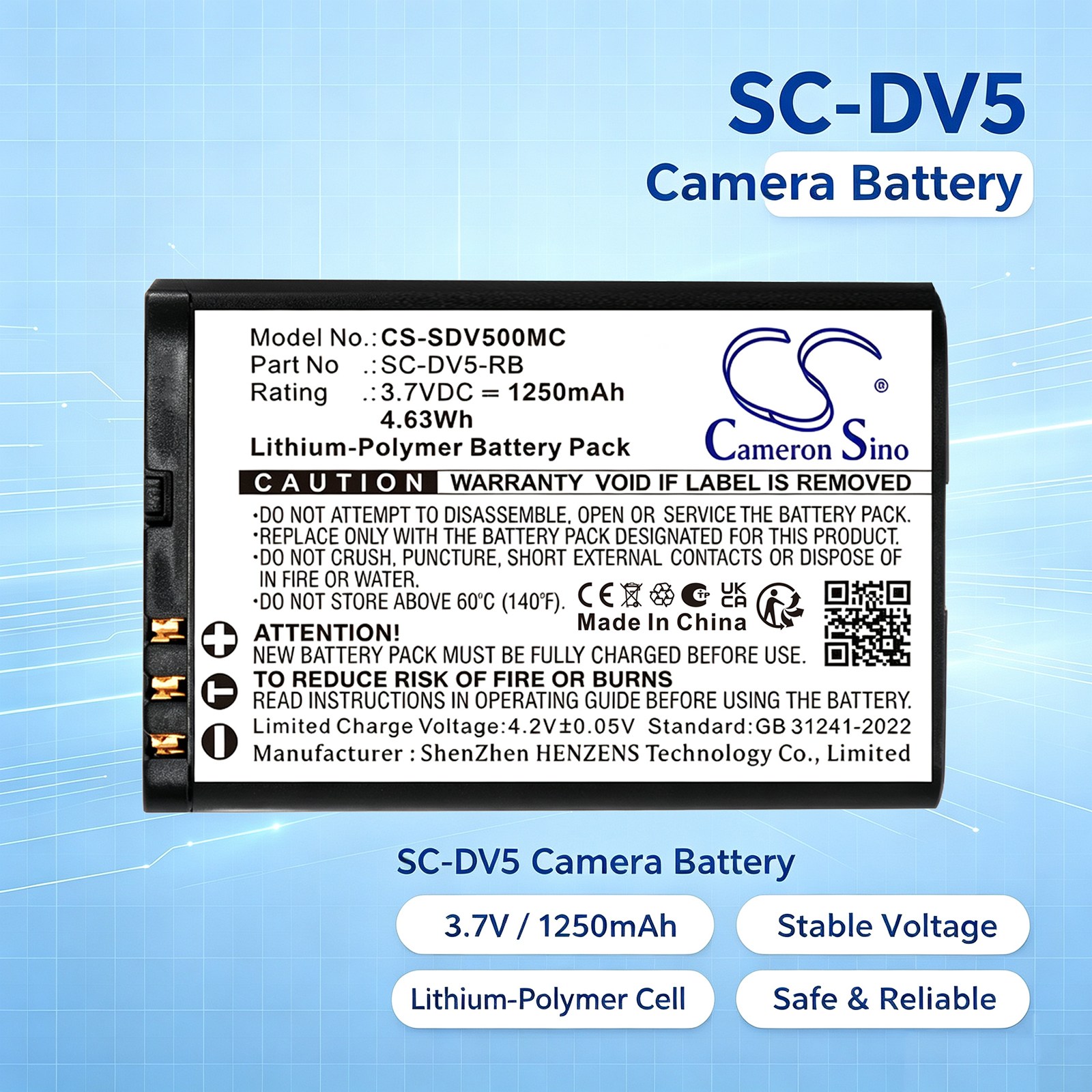 PatrolEyes SC-DV5 -kameran akku, SC-DV5-2