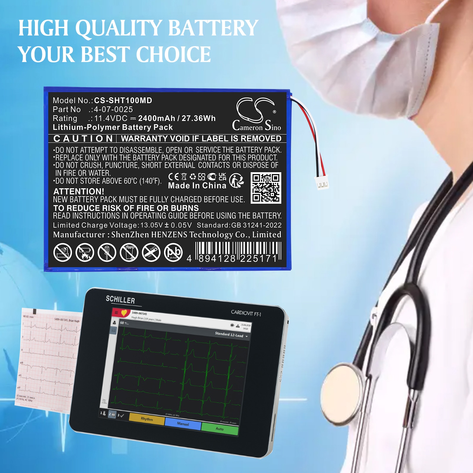 Akku Schiller FT1 ECG -laitteeseen