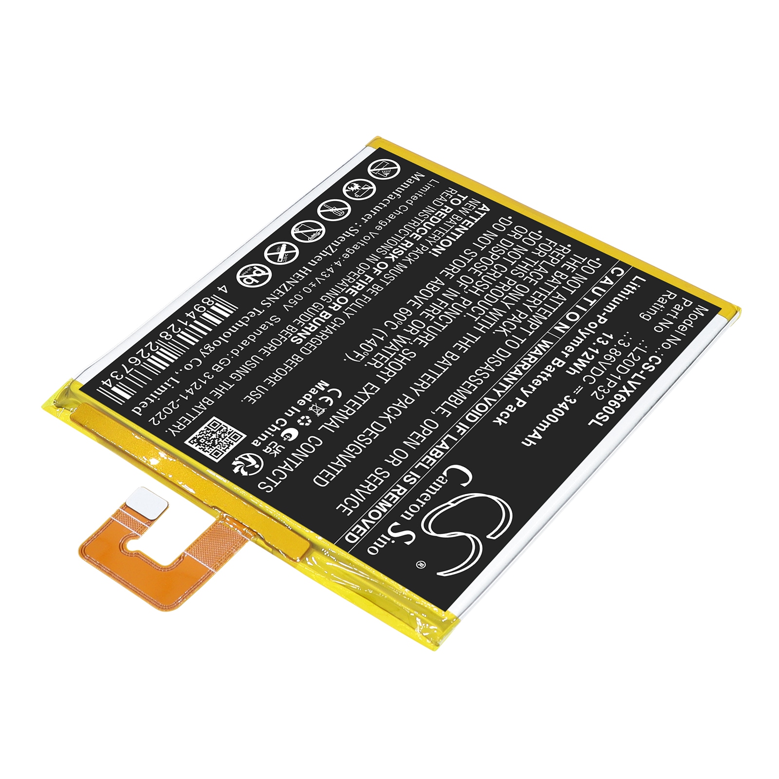 Lenovo-tabletin akku: TB-X6C6F, TB-X6C6X, Tab K10